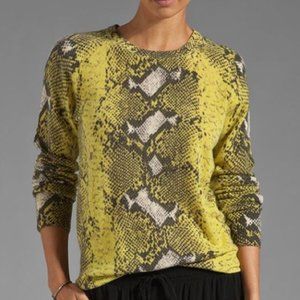 Equipment Yellow and Black Snake Print Crewneck Sweater